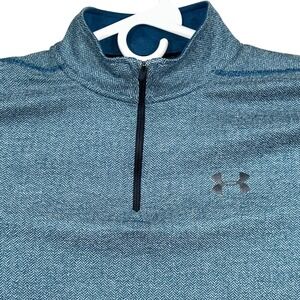 Under Armour Threadborne HeatGear Men's Medium Teal Herringbone 1/4 Zip Pullover